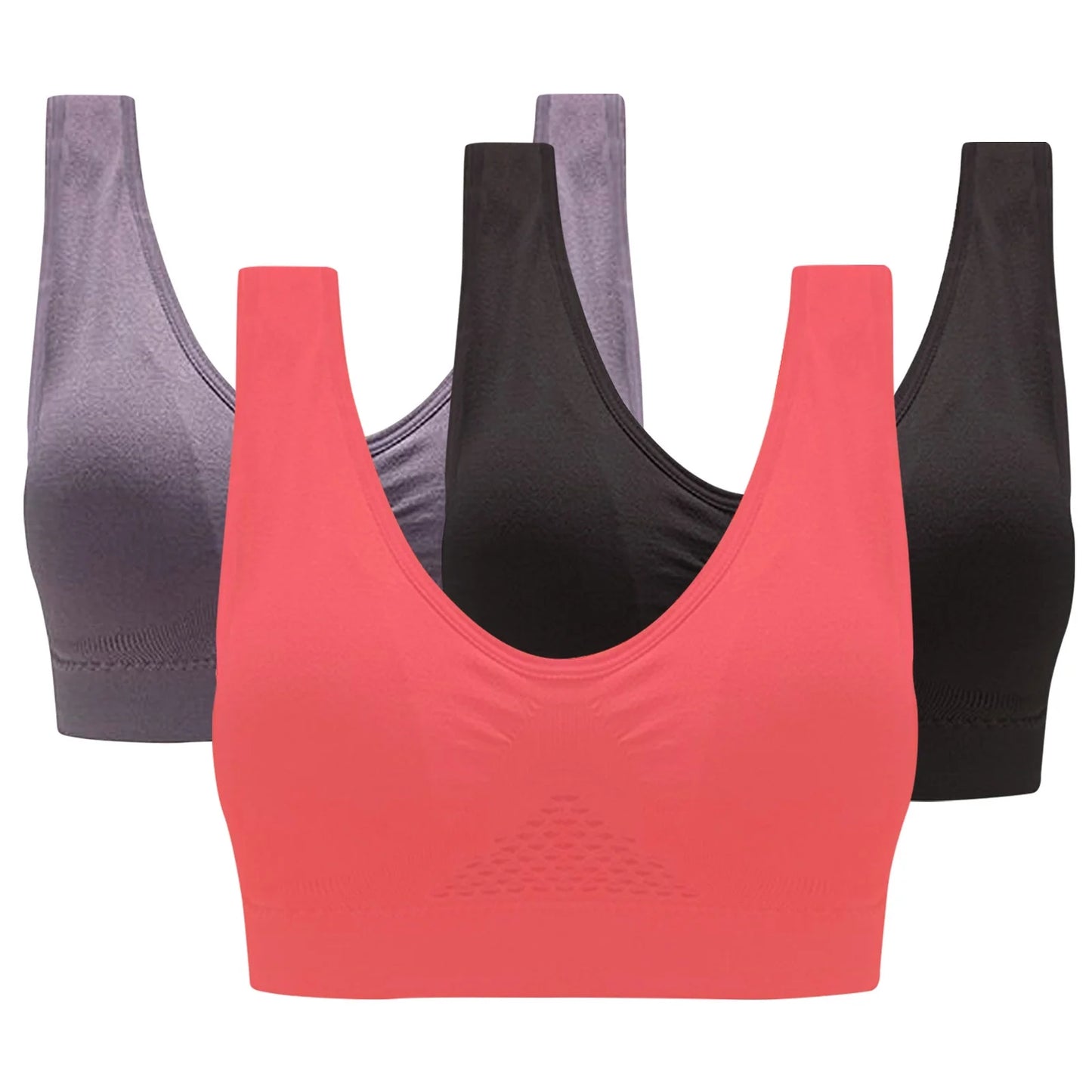 Women Bras for Breasts Push up 3-Pack Women Sports Bra without Wire Free Support Yoga Running Underwears Cute Bras No Underwire S-2144 Multicolor M