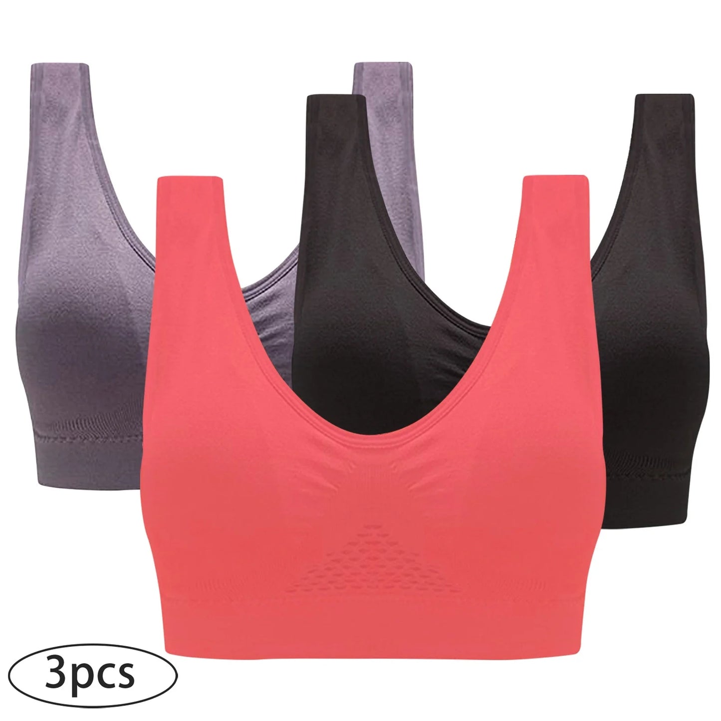 Women Bras for Breasts Push up 3-Pack Women Sports Bra without Wire Free Support Yoga Running Underwears Cute Bras No Underwire S-2144 Multicolor M