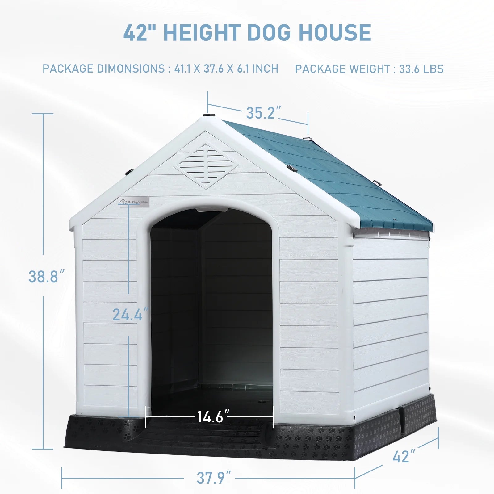 Durable Waterproof Plastic Dog House for Small to Large Sized Dogs, Indoor Outdoor Doghouse with Elevated Floor