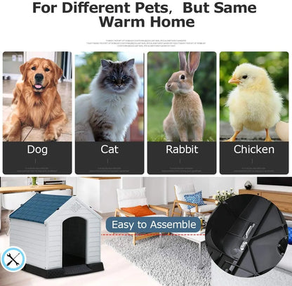 Dog House for Small, Medium and Large Dogs, Plastic