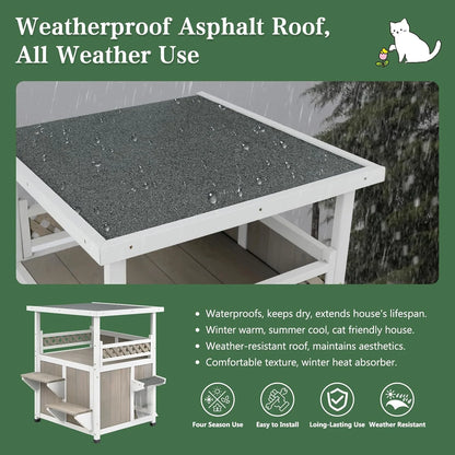 Outdoor Cat House 2 Story Wooden Houses for outside Feral Cats