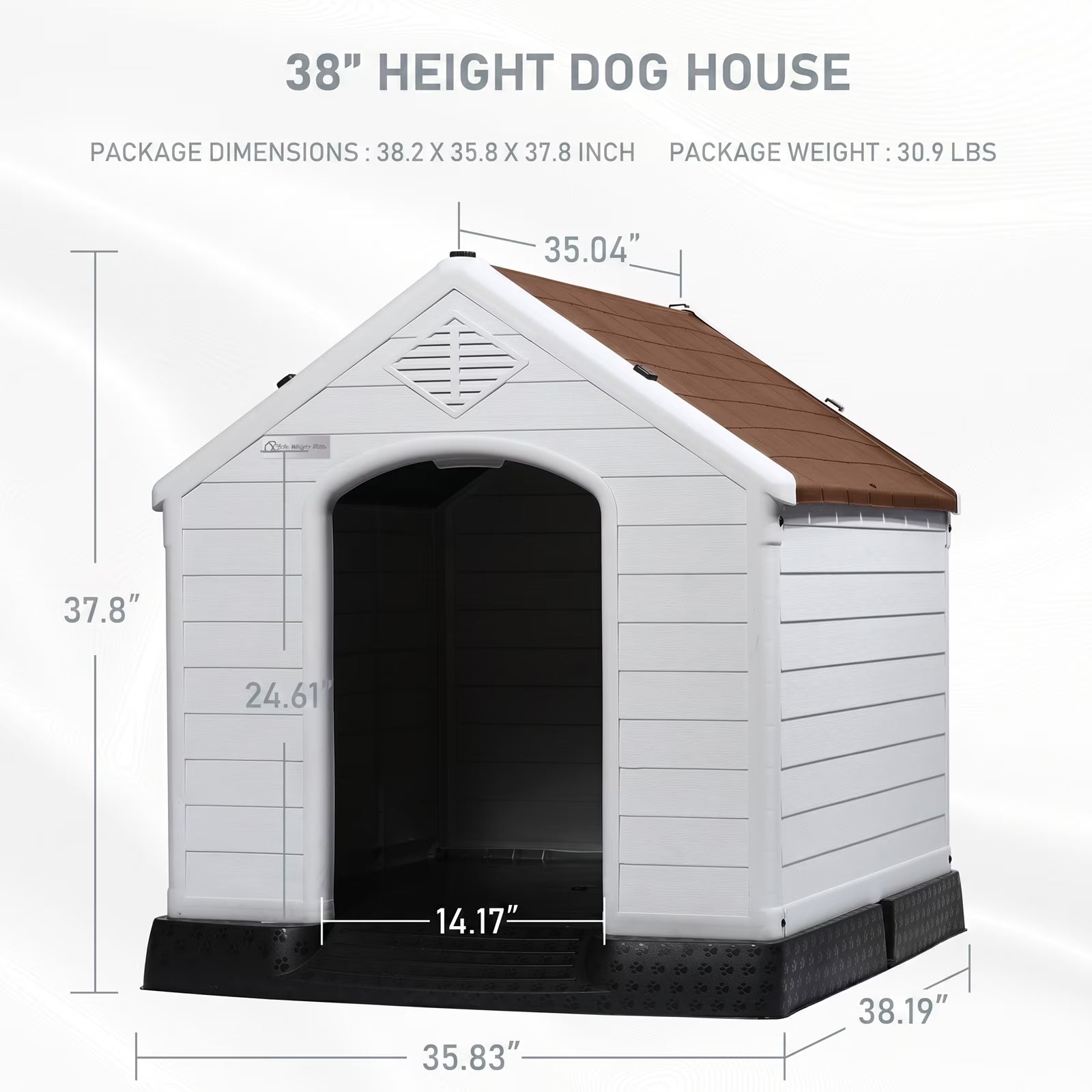 Durable Waterproof Plastic Dog House for Small to Large Sized Dogs, Indoor Outdoor Doghouse with Elevated Floor