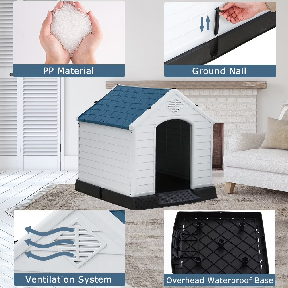 Dog House Pet Kennel with Air Vents, Indoor & Outdoor