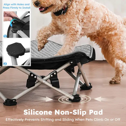 Pecute Foldable Elevated Dog Bed with Cooling Mat & Breathable Mesh,Orthopedic Pet Cot for Joint Support, Non-Slip Washable, Portable for Home & Travel, Anxiety Relief for Small Dogs/Cats (Coupon Eligible)