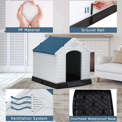 Dog House for Small, Medium and Large Dogs, Plastic