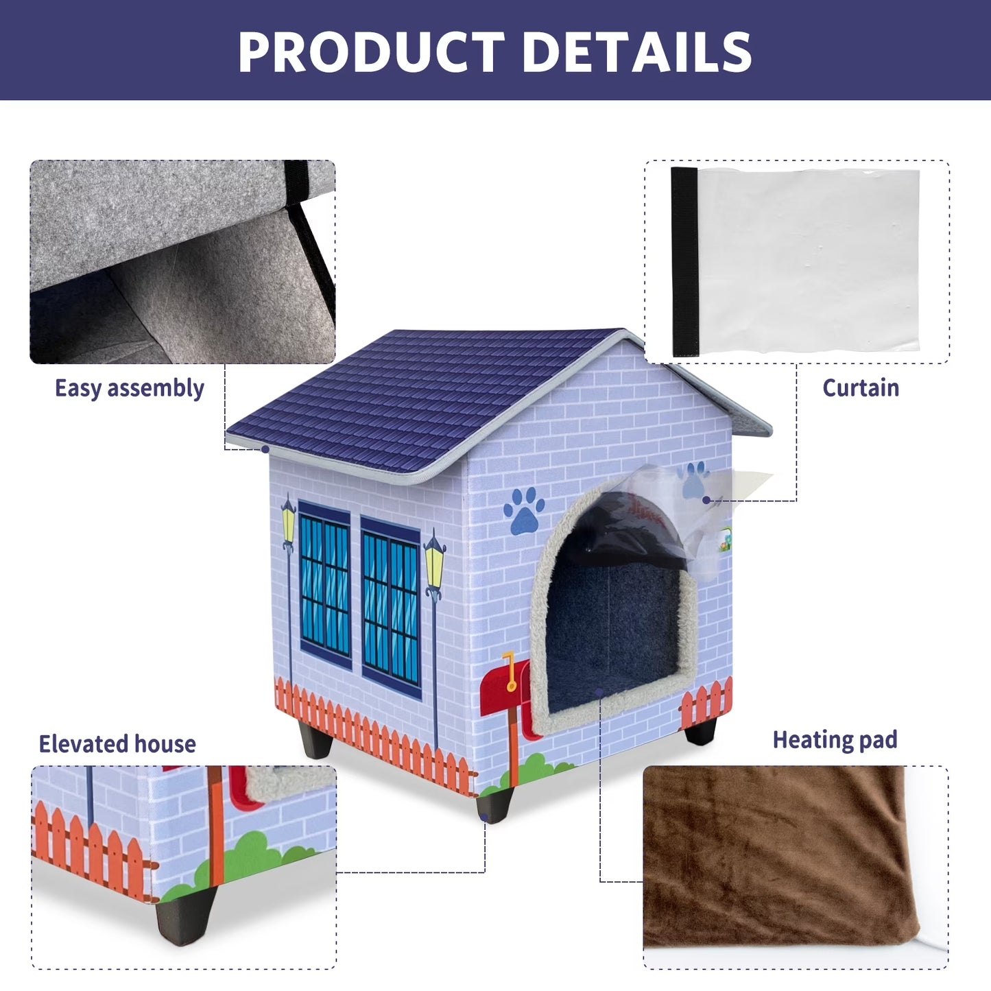 Heated Cat Houses for Indoor/Outdoor Cats with Elevated Heated Cat Bed Waterproof Providing Safe Feral Cats, Easy to Assemble