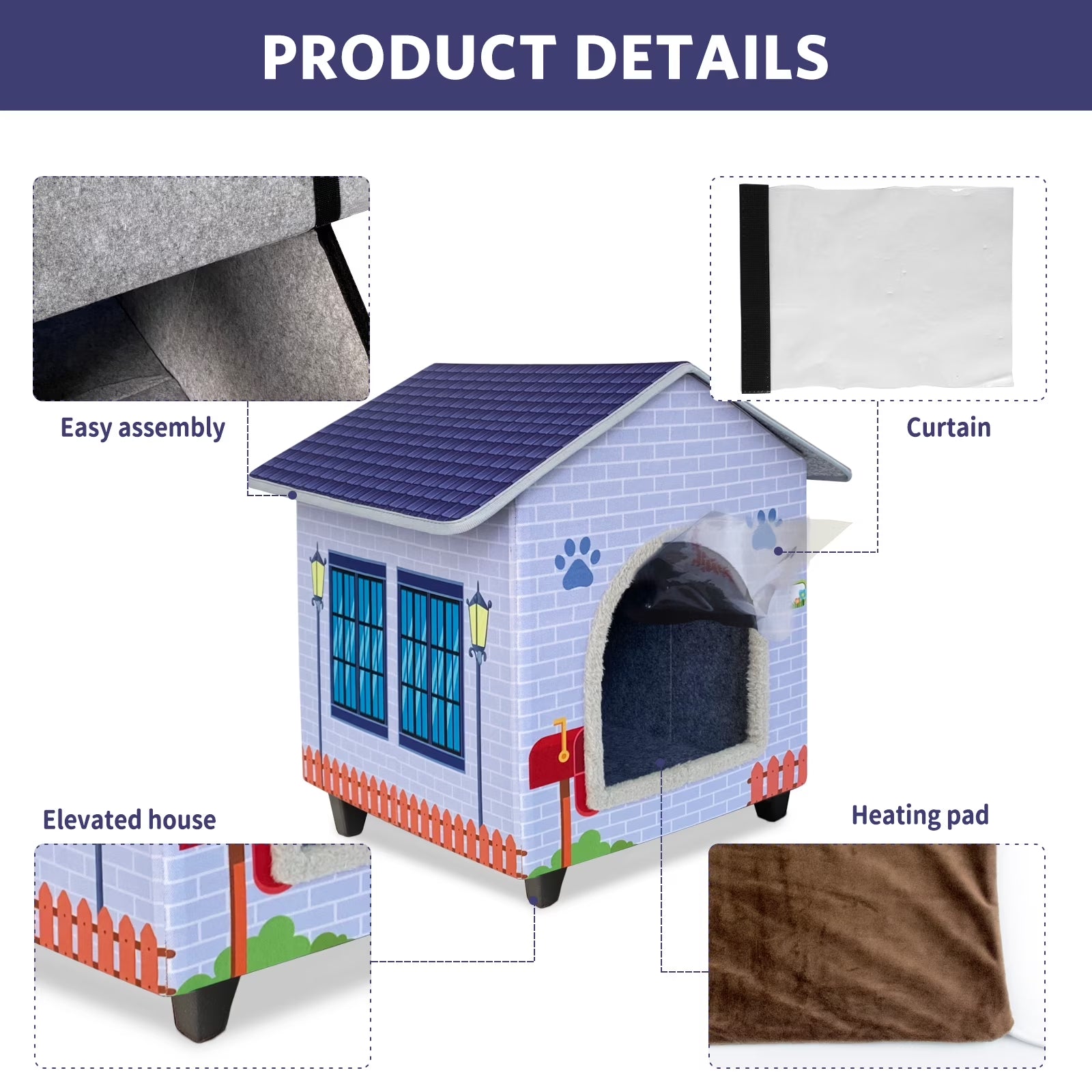 Heated Cat Houses for Indoor/Outdoor Cats with Elevated Heated Cat Bed Waterproof Providing Safe Feral Cats, Easy to Assemble