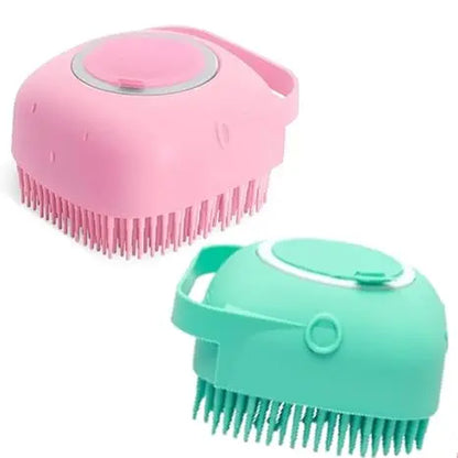 Pet Bath Brush, Silicone Massage Brush with Shampoodispenser, Ldeal Bath Accessories for Dogs & Cats Deerskin Thick Absorbent Pet Towel