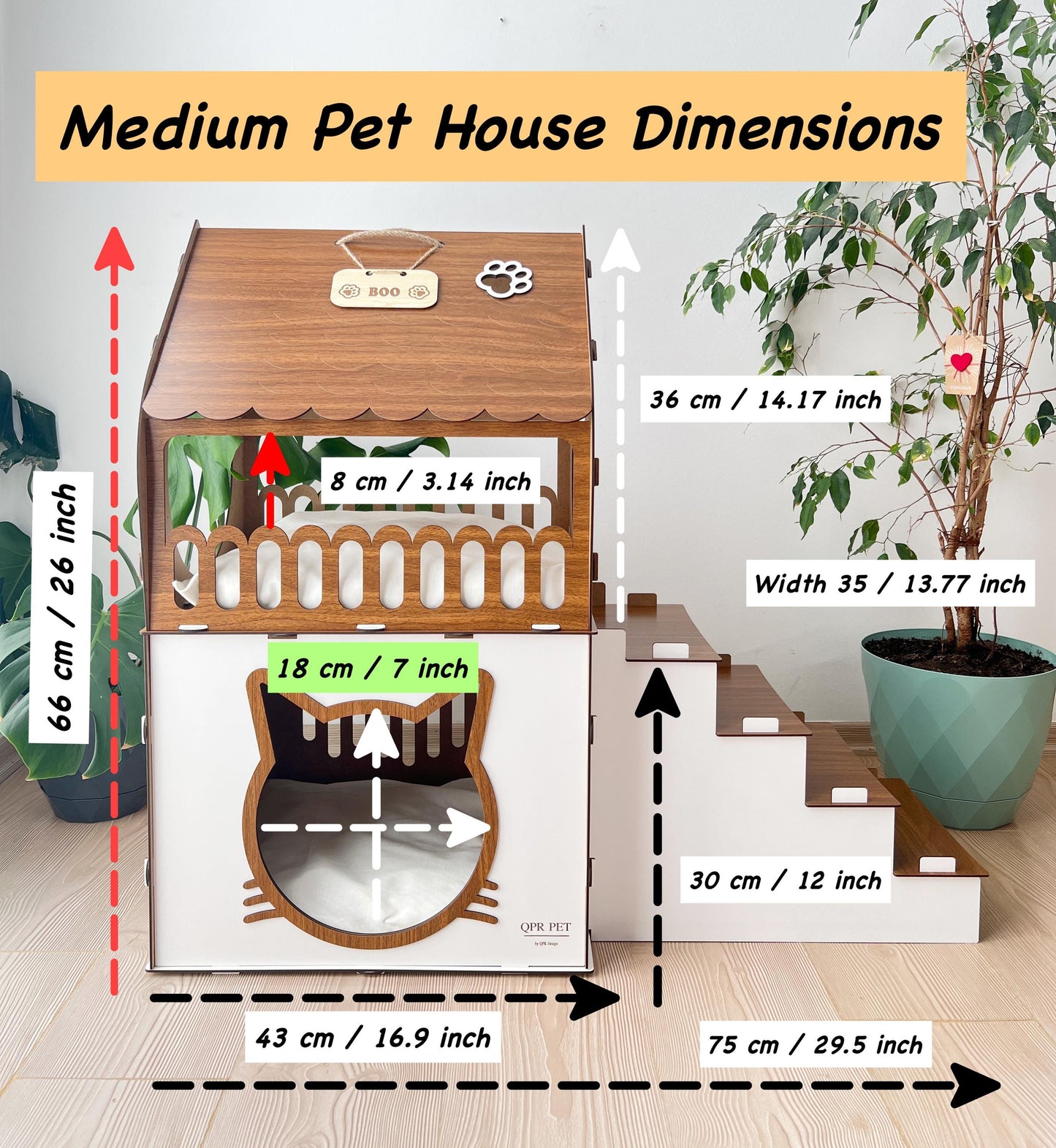 Extra Large Cat House, Two-Story Wooden Cat House, Indoor Cat Castle with Custom Nameplate, Modern Cat House, Cat Furniture, Cat Bed