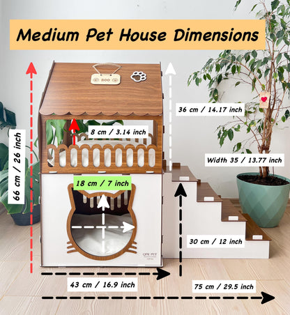 Extra Large Cat House, Two-Story Wooden Cat House, Indoor Cat Castle with Custom Nameplate, Modern Cat House, Cat Furniture, Cat Bed