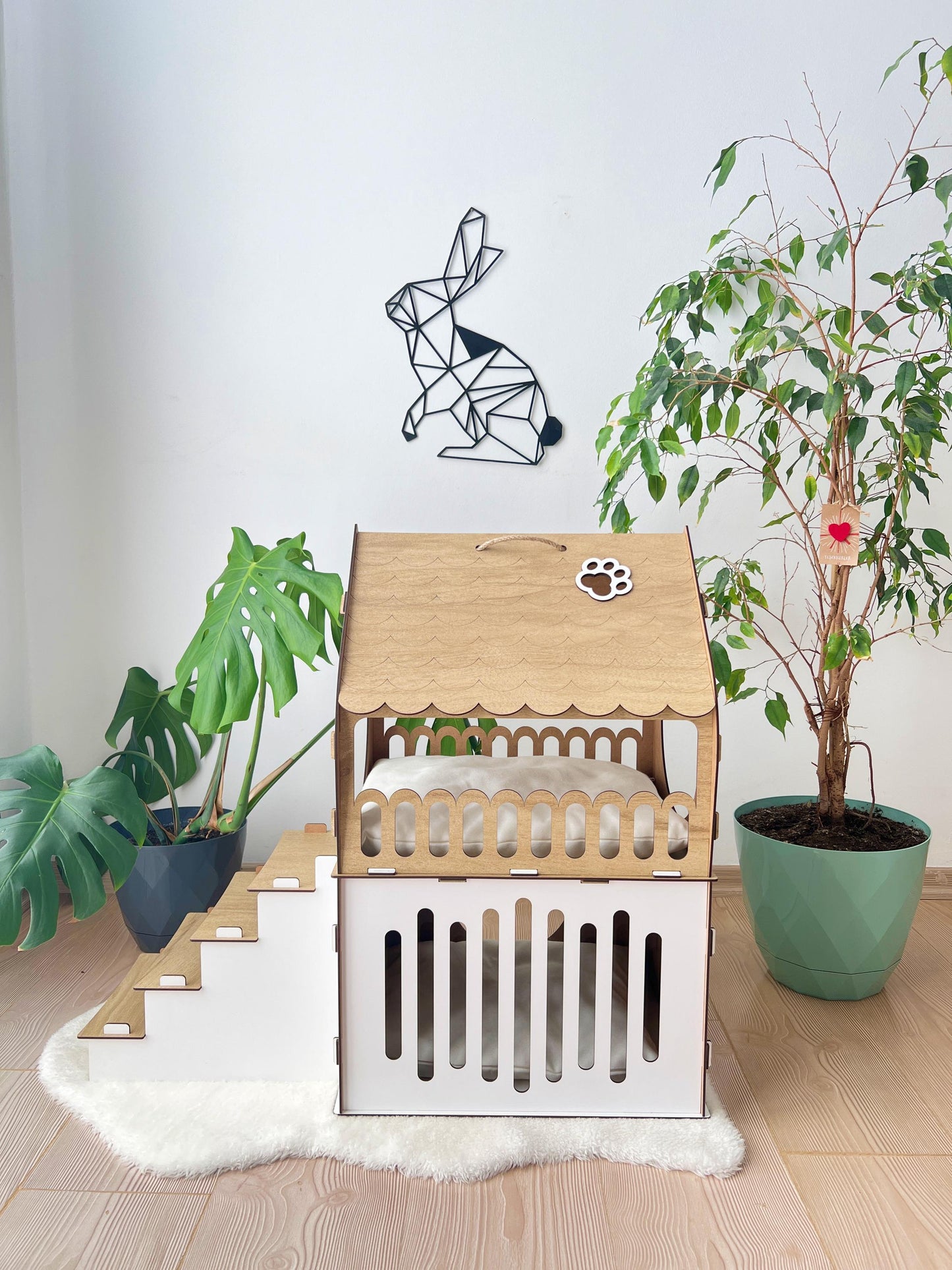 Extra Large Cat House, Two-Story Wooden Cat House, Indoor Cat Castle with Custom Nameplate, Modern Cat House, Cat Furniture, Cat Bed