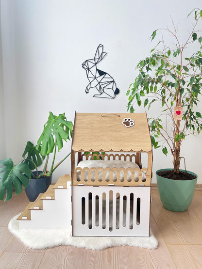 Extra Large Cat House, Two-Story Wooden Cat House, Indoor Cat Castle with Custom Nameplate, Modern Cat House, Cat Furniture, Cat Bed